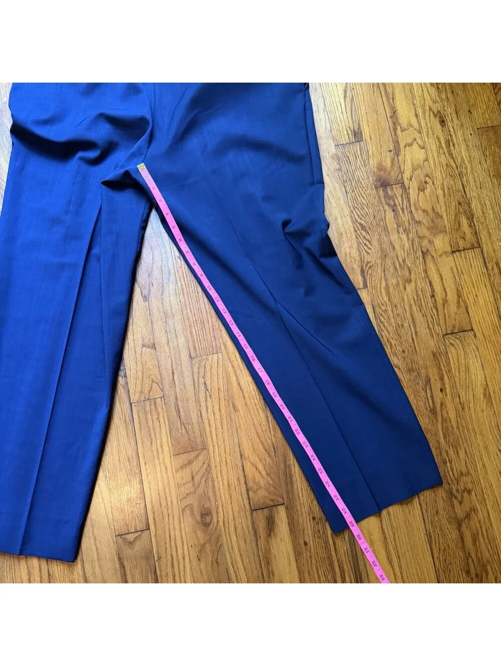 Canali Dress Pants Mens 38x30 Blue Wool Flat Front Straight Leg Trousers Italy